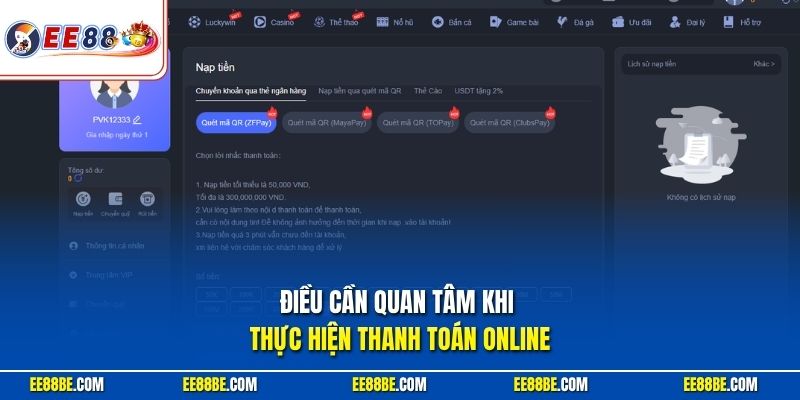 Điều cần quan tâm khi thực hiện thanh toán online